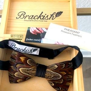 Brackish Pheasant Feather Bow Tie